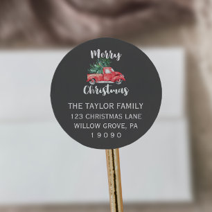 Adesivo Redondo Endereço do remetente cinzento vermelho do