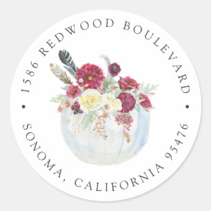 Adesivo Redondo Endereço do remetente da abóbora de outono