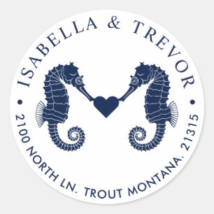 Adesivo Redondo Endereço do remetente duplo do branco do cavalo