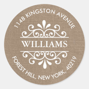 Adesivo Redondo Endereço do remetente rústico do costume dos