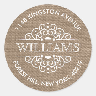 Adesivo Redondo Endereço do remetente rústico do costume dos