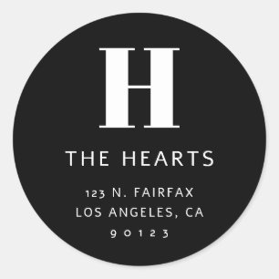 Adesivo Redondo Endereço e Monograma de Devolução Moderna Editável