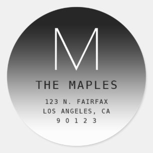 Adesivo Redondo Endereço e Monograma de Devolução Moderno   Gradie