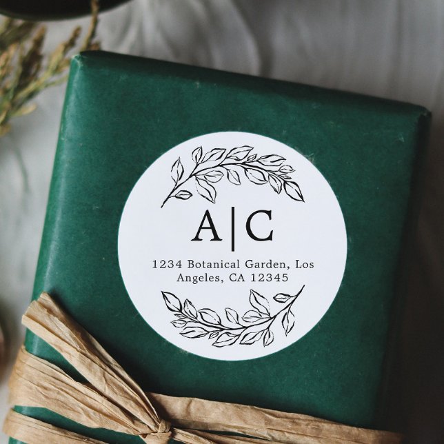 Adesivo Redondo Endereço mínimo de devolução de pastas preto e bra (Criador carregado)