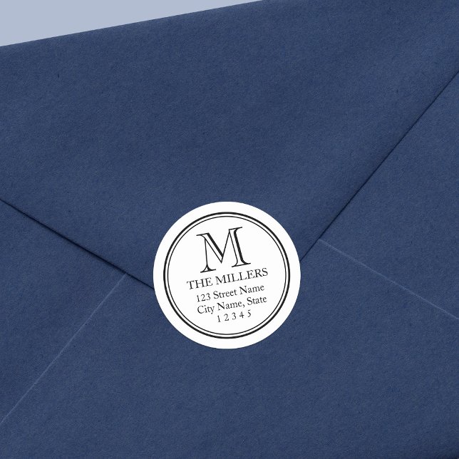 Adesivo Redondo Endereço Monograma do Nome de Fundo Editável Arred (Criador carregado)