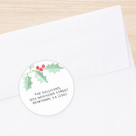 Adesivo Redondo Endereço para devolução de Natal Holly