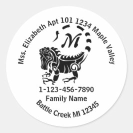 Adesivo Redondo Endereço residencial da família Wild Iguana