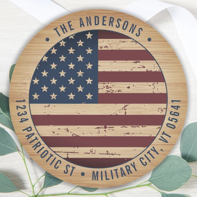 Adesivo Redondo Endereço Russo de Devolução Patriótica da Bandeira (Criador carregado)