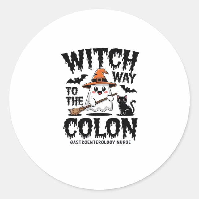 Adesivo Redondo Endo Enfermeira Halloween Enfermeira Gastrointesti (Frente)