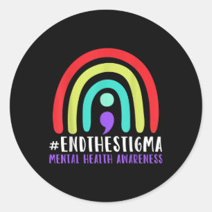 Adesivo Redondo #endthestigma - Semicolon de Consciência da Saúde