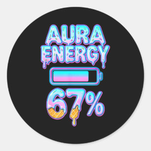 Adesivo Redondo Energia Aura 67 Meme Sorvete Gotejamento 6 7 Diver
