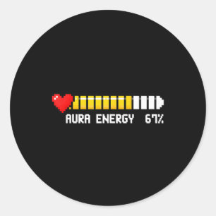 Adesivo Redondo Energia Aura 67 Por Cento Meme Gamer Jogo de Vídeo