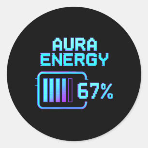 Adesivo Redondo Energia Aura aos 67 Meme Engraçado Six Seven Geraç