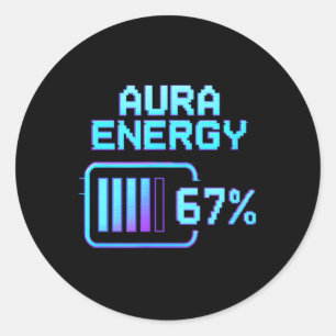 Adesivo Redondo Energia Aura aos 67 Meme Engraçado Six Seven Geraç