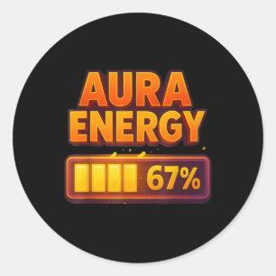 Adesivo Redondo Energia Aura Em 67 Meme Engraçado Seis Sete Geraçã
