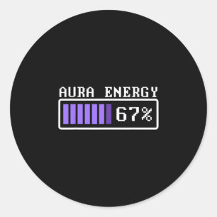 Adesivo Redondo Energia de Aura Engraçada em 67 Six Seven Genz Mem
