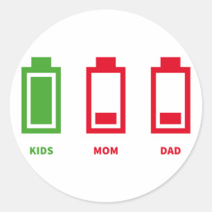 Adesivo Redondo Energia engraçada do pai da mamã dos miúdos da