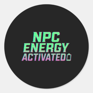 Adesivo Redondo Energia Npc Ativada Estética Divertida Gamer Rgb P