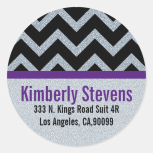 Adesivo Redondo Ênfase Dourada Glitter Branco Elegante Chevron Pre