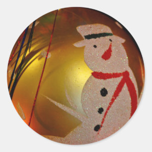Adesivo Redondo Enfeite de Homem de Neve Geado