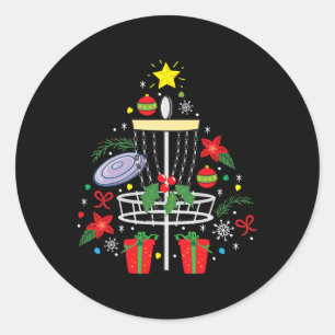 Adesivo Redondo Enfeite de Natal de Frisbee de Disc Golf Árvore Pr