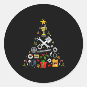 Adesivo Redondo Enfeite de Natal Mecânico de Árvore na Oficina Mec