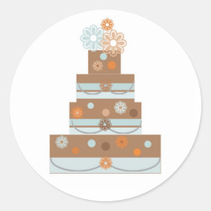 Adesivo Redondo Enfeite do bolo de casamento do Taupe e do azul