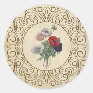 Adesivo Redondo Enfeite floral do álbum de recortes das papoilas