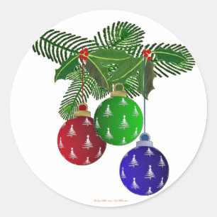 Adesivo Redondo Enfeites Coloridos de Natal para Árvore