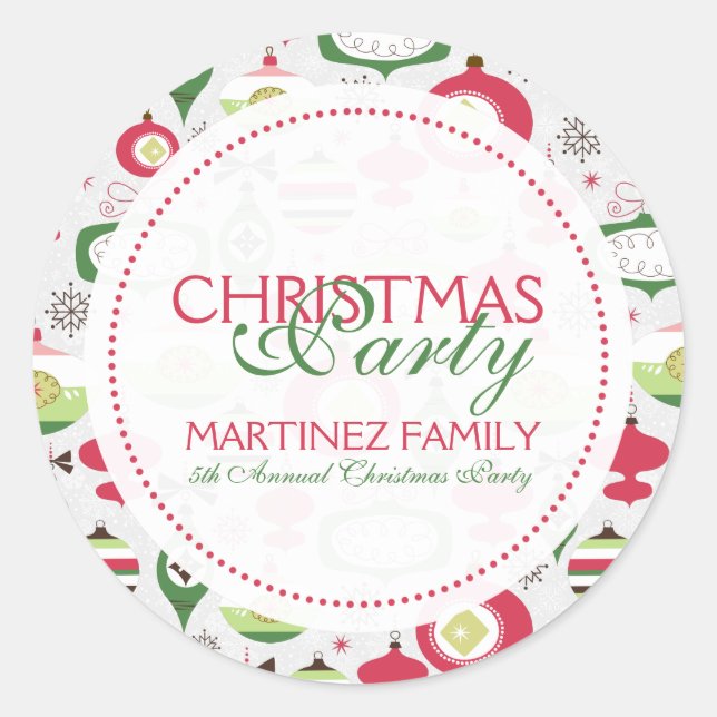 Adesivo Redondo Enfeites de natal Coloridos Art-Deco (Frente)