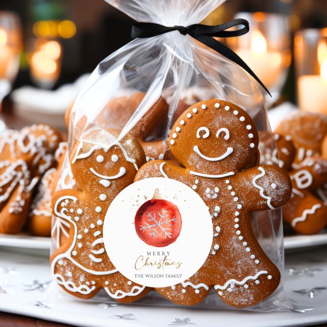 Adesivo Redondo Enfeites de natal de inverno com Aquarela (Criador carregado)