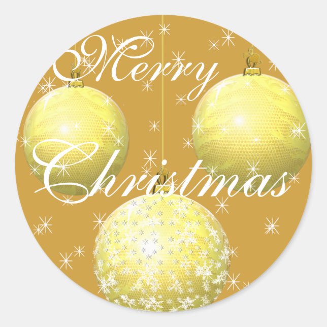 Adesivo Redondo Enfeites de natal Dourados do Dourado Sticker com  (Frente)