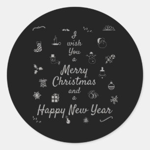 Adesivo Redondo Enfeites de natal Feliz ano novo Merry Xmas