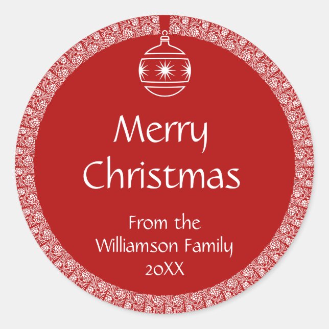 Adesivo Redondo Enfeites de natal Retroativo Personalizado de Nouv (Frente)