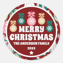 Adesivo Redondo Enfeites de natal retrorreflectores da Vintage e f