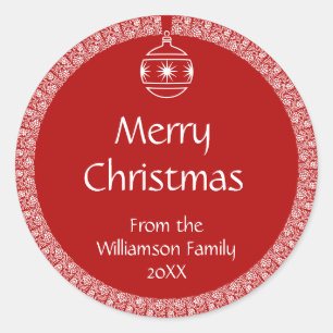 Adesivo Redondo Enfeites de natal retros personalizados de Nouveau