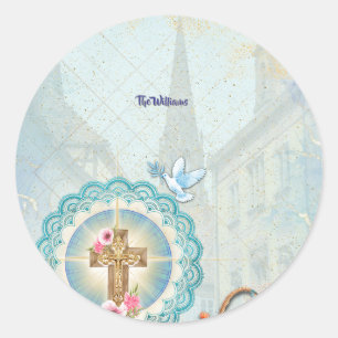 Adesivo Redondo Enfeites Elegantes para Cupcakes de Páscoa