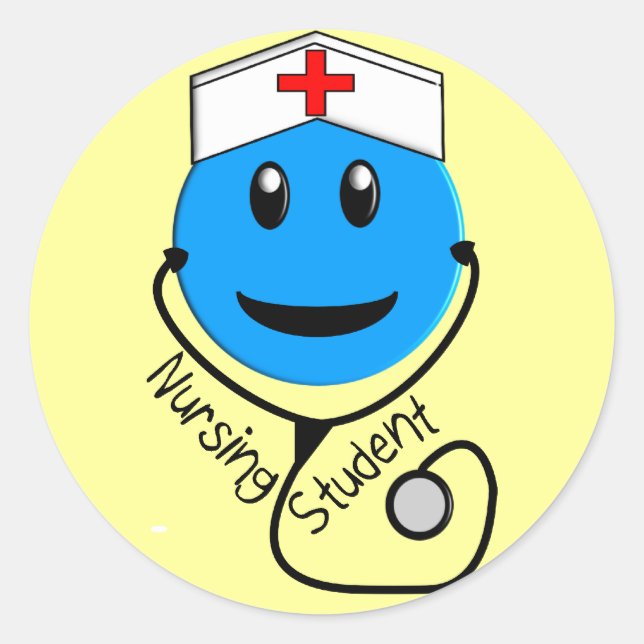 Adesivo Redondo Enfermagem Estudante Grandes Presentes Azuis (Frente)
