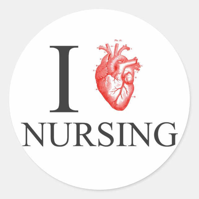 Adesivo Redondo Enfermagem no coração (Frente)