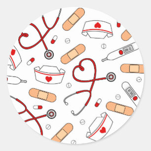 Adesivo Redondo Enfermeira Amor Impressão White Background