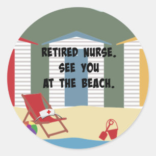 Adesivo Redondo Enfermeira aposentada. Até À Praia.