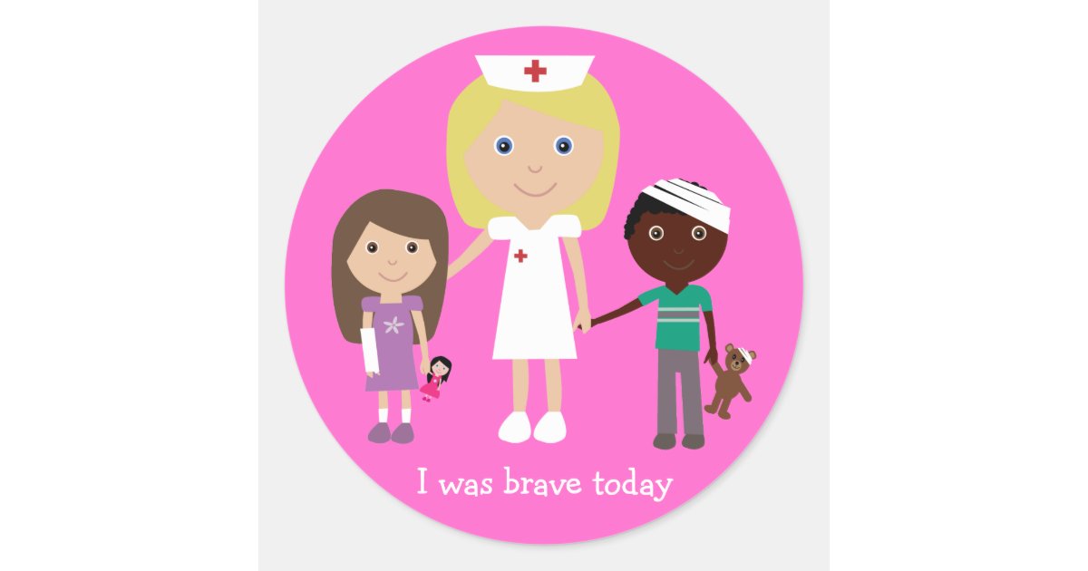 Adesivo Redondo Enfermeira Bonito Criancas Dos Desenhos Animados Zazzle Com Br