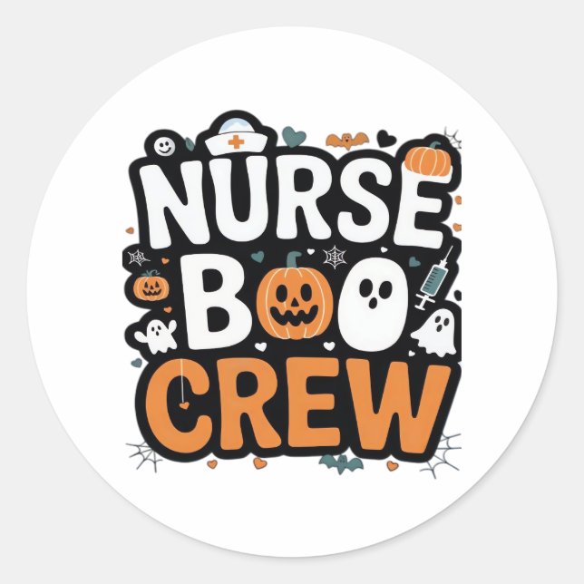 Adesivo Redondo Enfermeira Boo Crew Halloween Healthcare Hero Spoo (Frente)