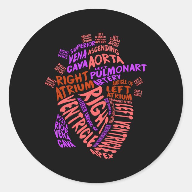 Adesivo Redondo Enfermeira Cardíaca Médica De Hu Anatômico (Frente)