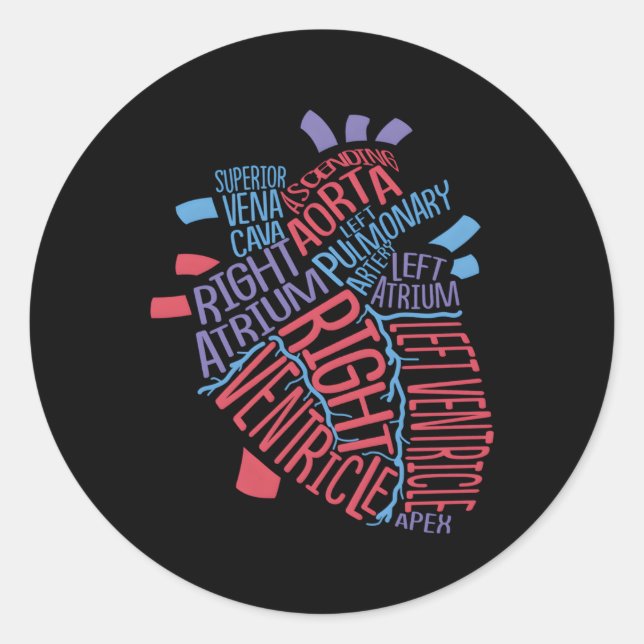 Adesivo Redondo Enfermeira Cardíaca Médica De Hu Anatômico (Frente)