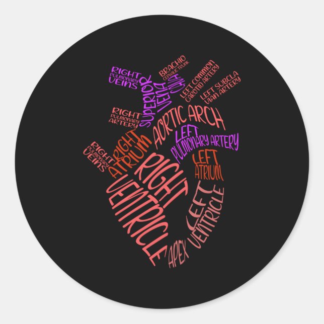 Adesivo Redondo Enfermeira Cardíaca Médica De Hu Anatômico (Frente)