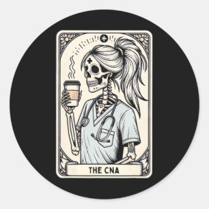 Adesivo Redondo Enfermeira certificada Istant Tarot Card Skeleton