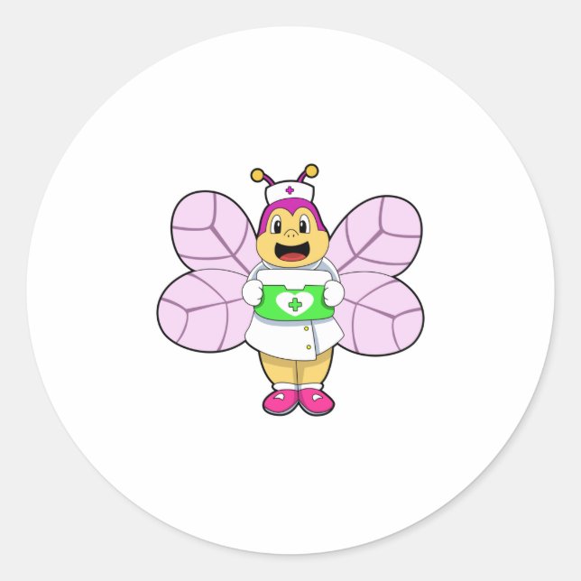 Adesivo Redondo Enfermeira com kit de primeiros socorros (Frente)