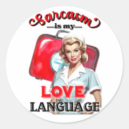 Adesivo Redondo Enfermeira Cuja Linguagem Pinup_ Love