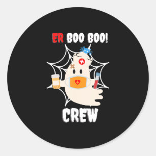 Adesivo Redondo Enfermeira da tripulação do Halloween Cute Ghost